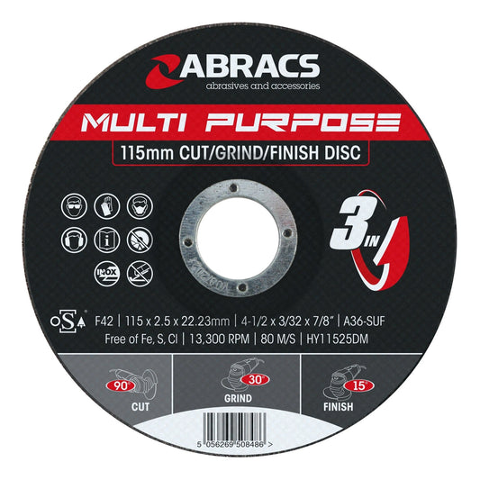 Abracs Multi-Purpose 3in1 Disc 115 x 2.5 x 22mm DPC